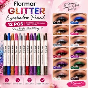 Flormar Glitter Eyeshadow 12 Pcs Pencil
